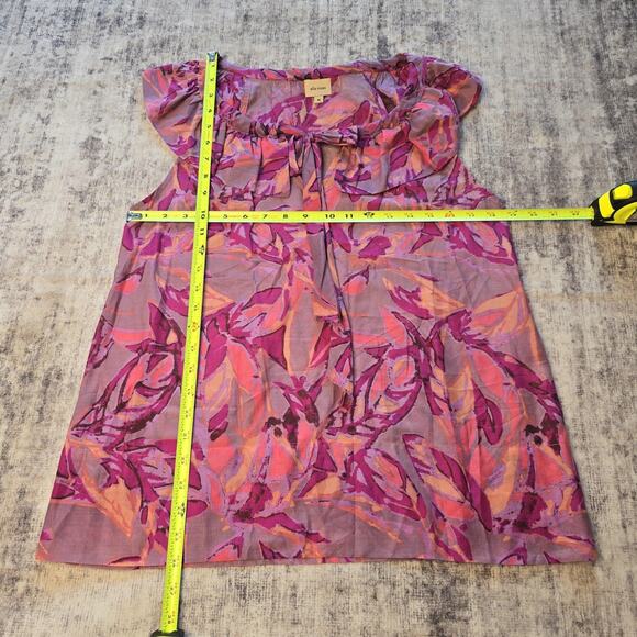 Ella Moss Silk Top Womens Medium Sleeveless Ruffle Floral Coquette Feminine Work - Picture 6 of 10